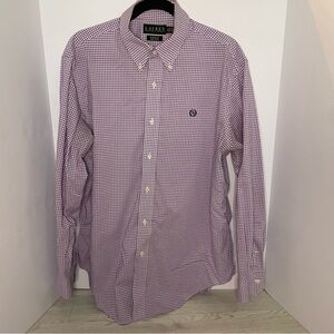 Ralph Lauren Men’s Classic Fit Lavender & White Check Button Down L/S Shirt Sz L